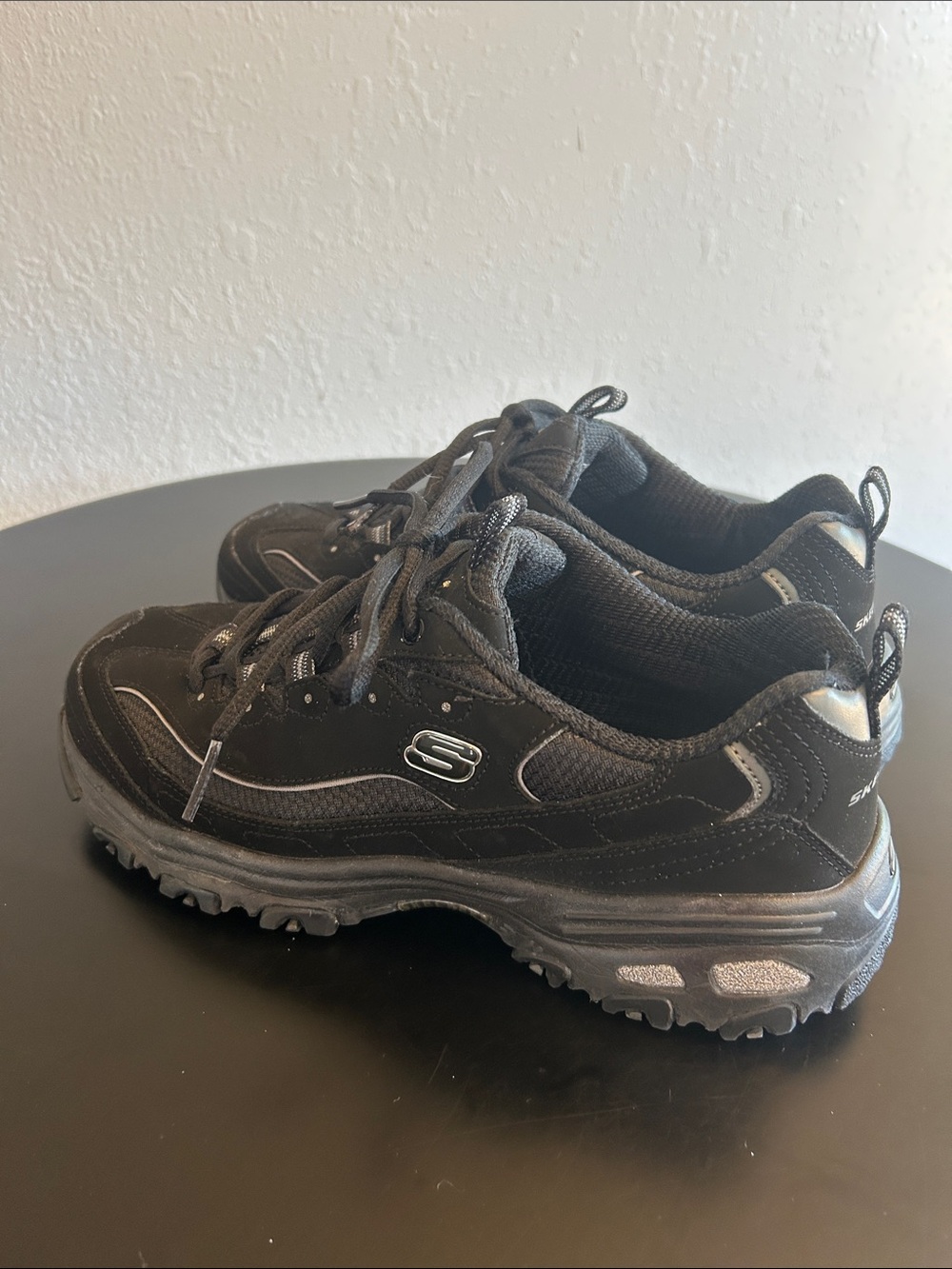 Skechers Black Suede Lace-Up Platform Sneakers - Picture 3 of 7